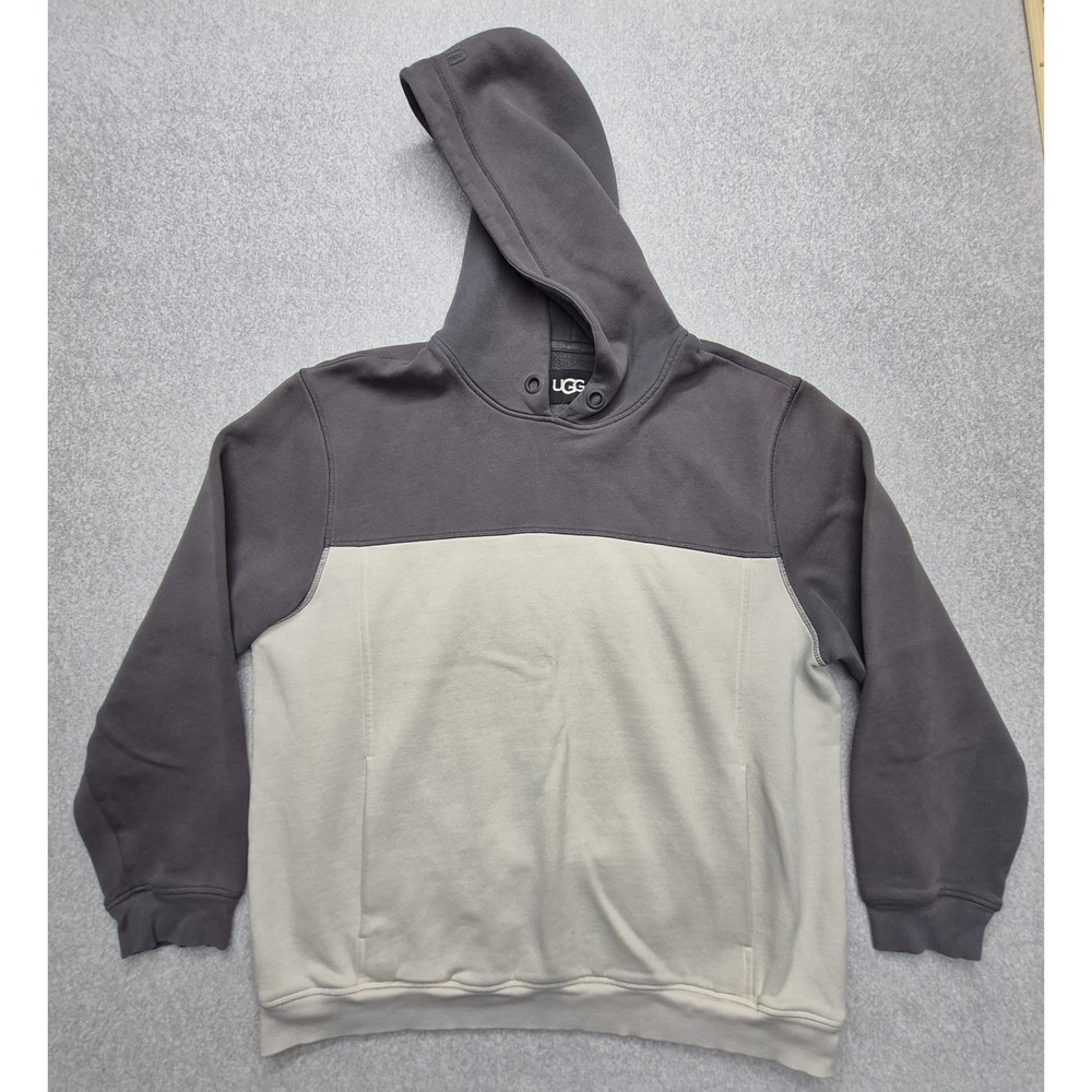 UGG Hoodie Womens XL Gray Beige Colorblock Pullover Cotton Blend Sweatshirt